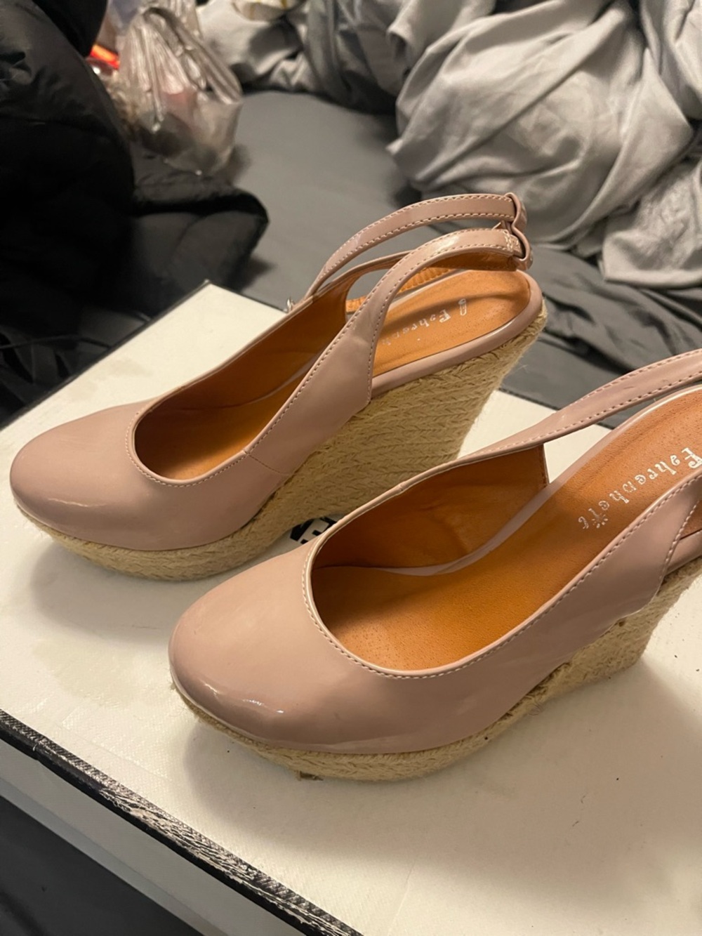 BareTraps Blush Patent Espadrille Wedge Slingbacks